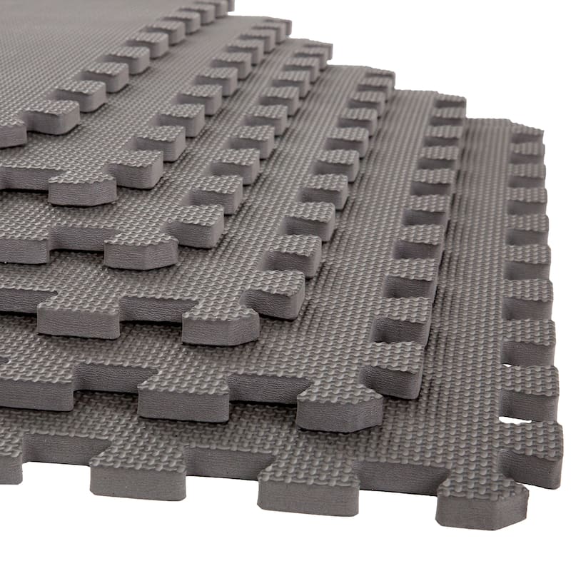 EVA Foam Mat Tiles - Interlocking Padding for Garage, Playroom, or Gym Flooring by Stalwart - Interlocking Foam Floor Mats-Gray 24x24x0.50