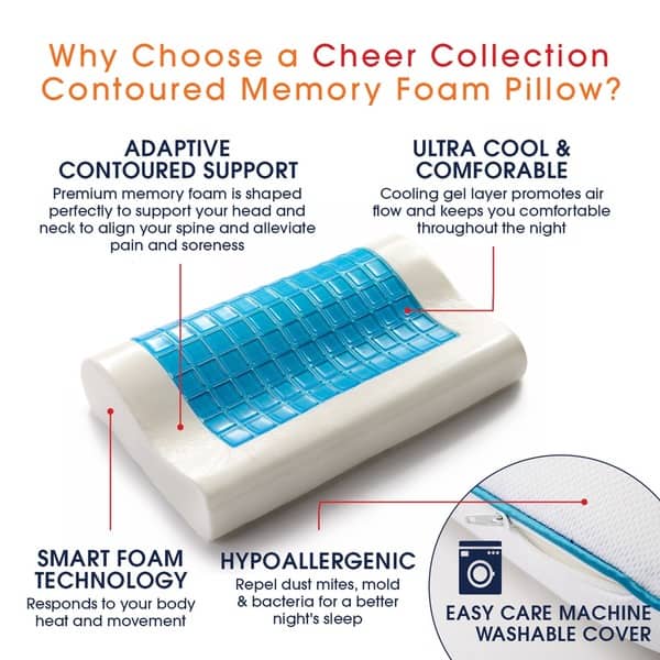 Shop Cheer Collection Contour Memory Foam Pillow With Gel Set Of