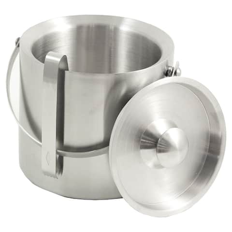 Bey Berk Silver Stainless Steel 5-quart Ice Bucket