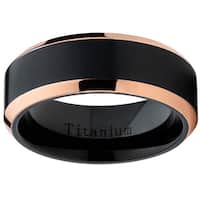 Oliveti Black Titanium and Rose Gold Men's Brushed Comfort Fit Band