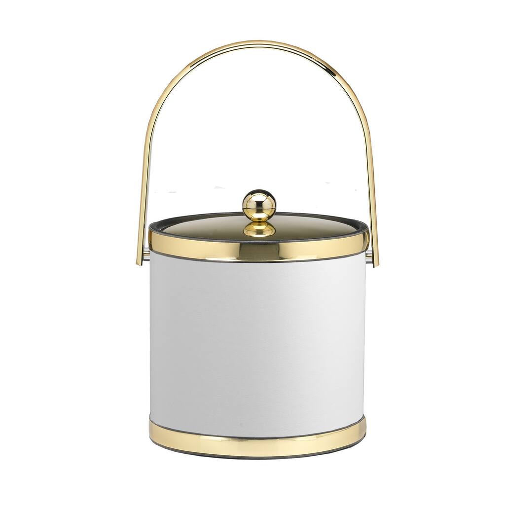 Kraftware Sophisticates with Polished Gold 3-quart Ice Bucket with Track Handle and Metal Cover