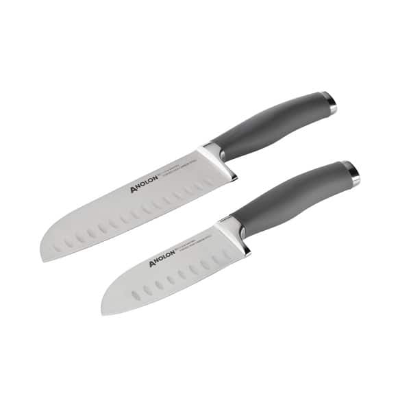 Anolon SureGrip Cutlery 2piece Grey Japanese Stainless Steel Santoku