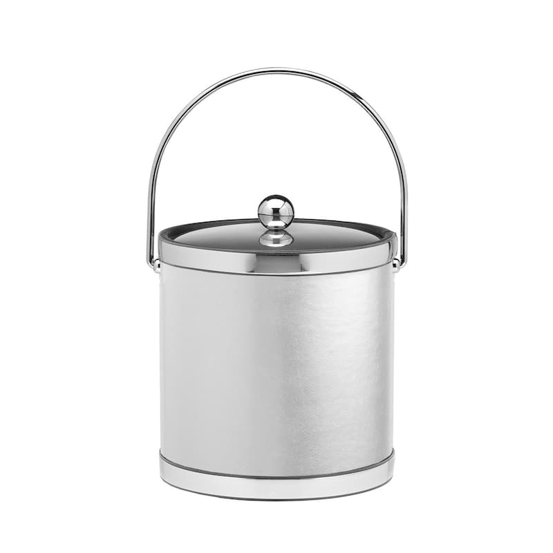Kraftware Sophisticates with Polished Chrome 3-quart Ice Bucket with Bale Handle and Metal Cover - White