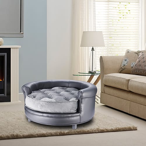 Chesterfield Faux Leather Large Dog Bed by Villacera