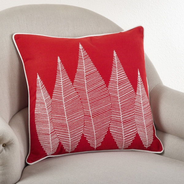 Stitched Leaf 20-inch Down Filled Throw Pillow