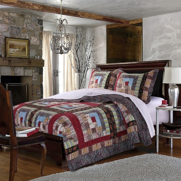 Greenland Home Fashions Colorado Lodge Patchwork Cotton Quilt Set. Opens flyout.