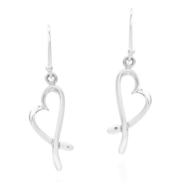 Handmade Dancing Ribbons Open Hearts Sterling Silver Dangle Earrings Handmade Dancing Ribbons Open Hearts Sterling Silver Dangle Earrings Thailand