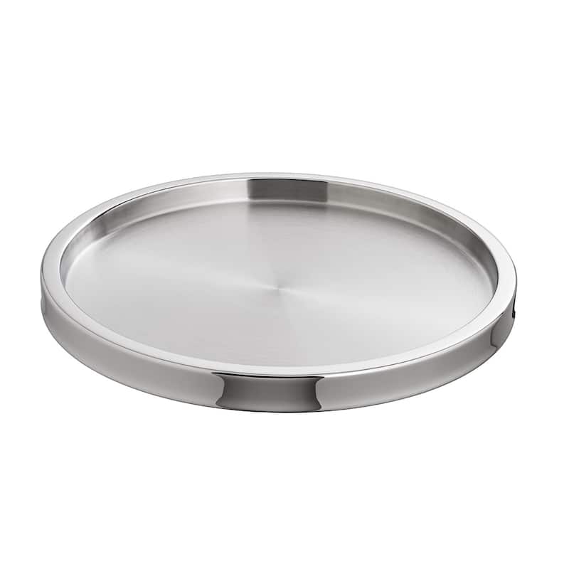 Kraftware Luxe 13.5-inch Round Two-tone Stainless Tray