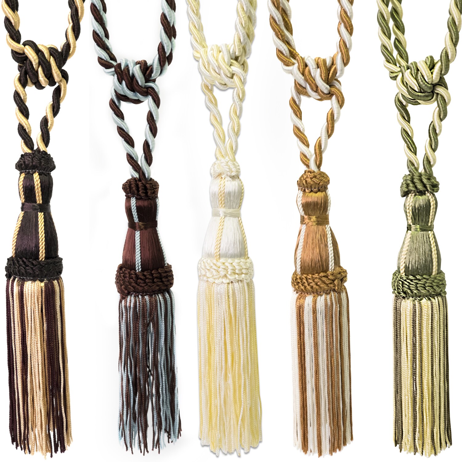 Two Tone Tassel Curtain Tie Back Pair