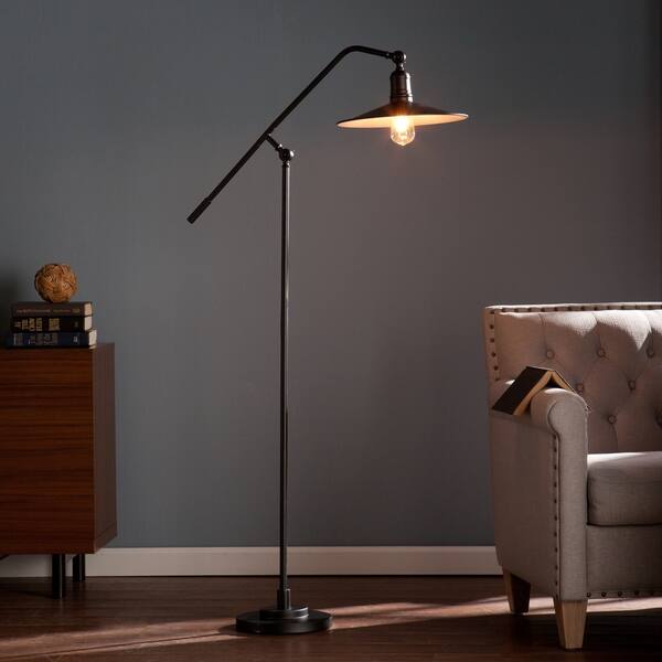 slide 2 of 4, Carbon Loft Gottfried Black Industrial Floor Lamp