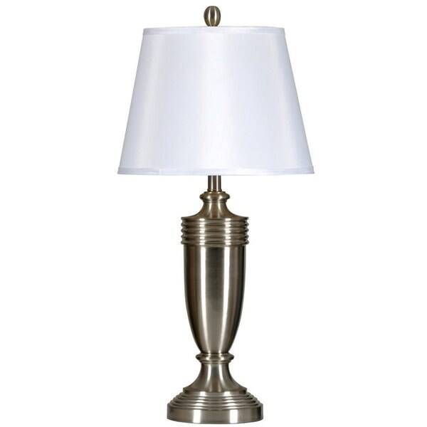 Brushed Steel Table Lamps White Fabric Shade Set Of 2 Brushed Steel Table Lamps White Fabric Shade Set Of 2