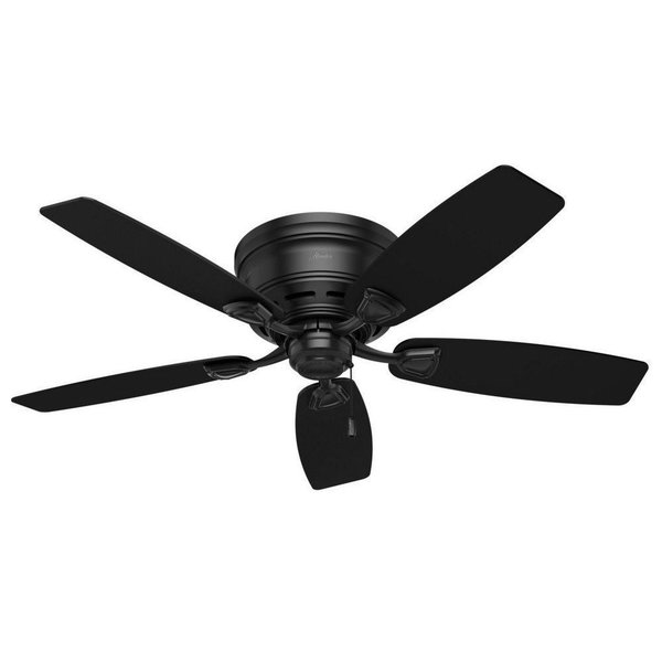 Hunter 48" Sea Wind Outdoor Low Profile Ceiling Fan with Pull Chain, Damp Rated - Matte Black. Opens flyout.