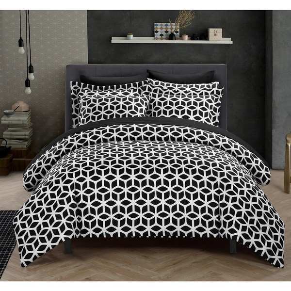 Chic Home 9-Piece Lovey Black 9-piece Duvet Bed in a Bag with Sheet Set