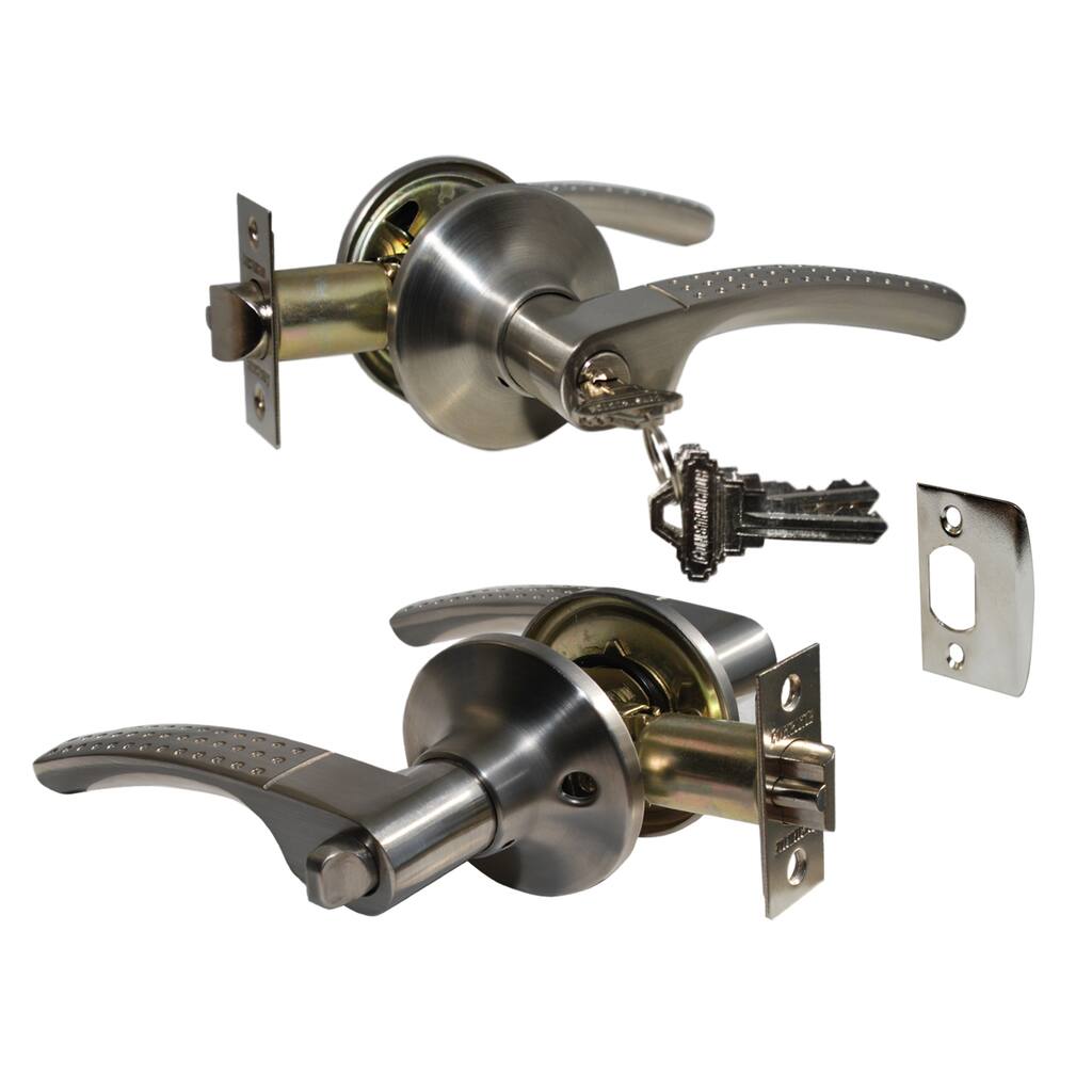 Etude Entry Lever Door Lock with Knob Handle Lockset, Satin Nickel Finish