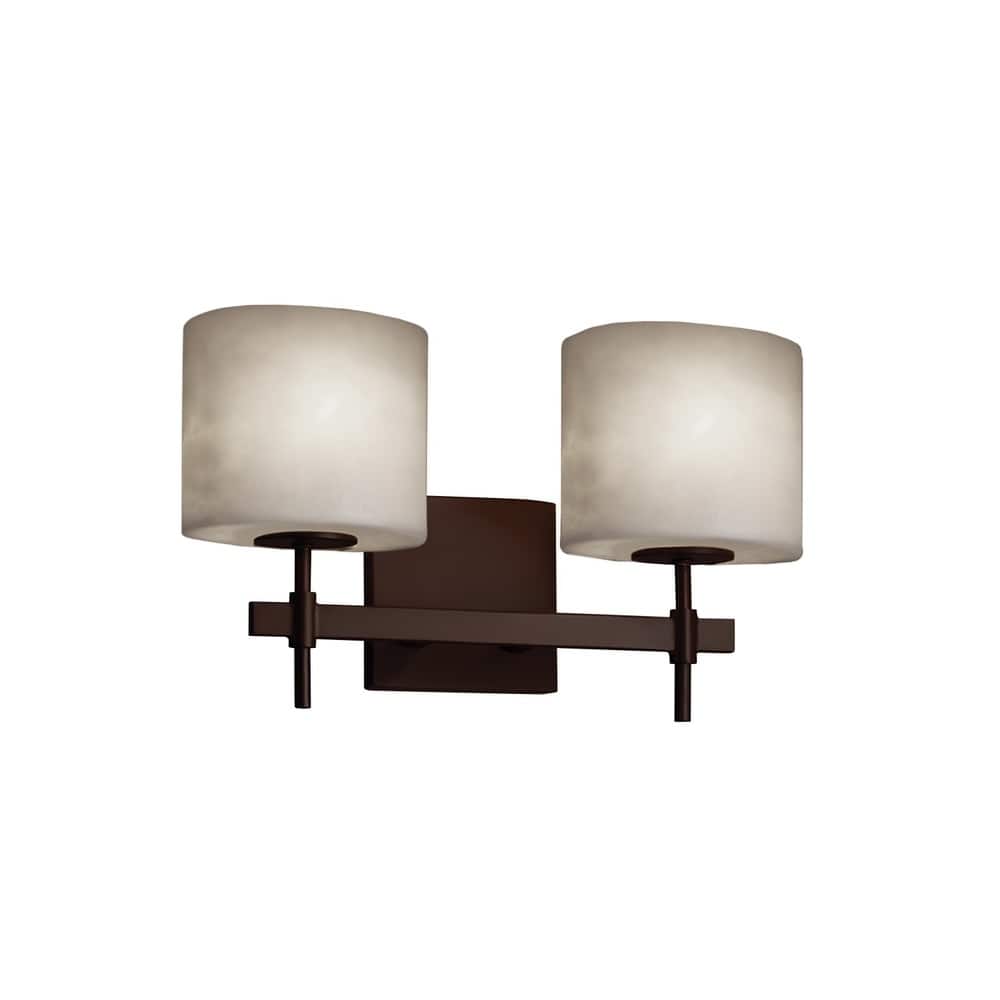 Justice Design Clouds Union 2-light Dark Bronze Bath Bar, Clouds Oval Shade