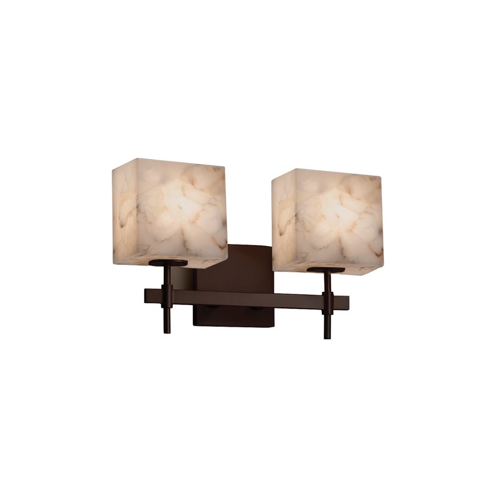 Justice Design Alabaster Rocks Union 2-light Dark Bronze Bath Bar, Rectangle Shade
