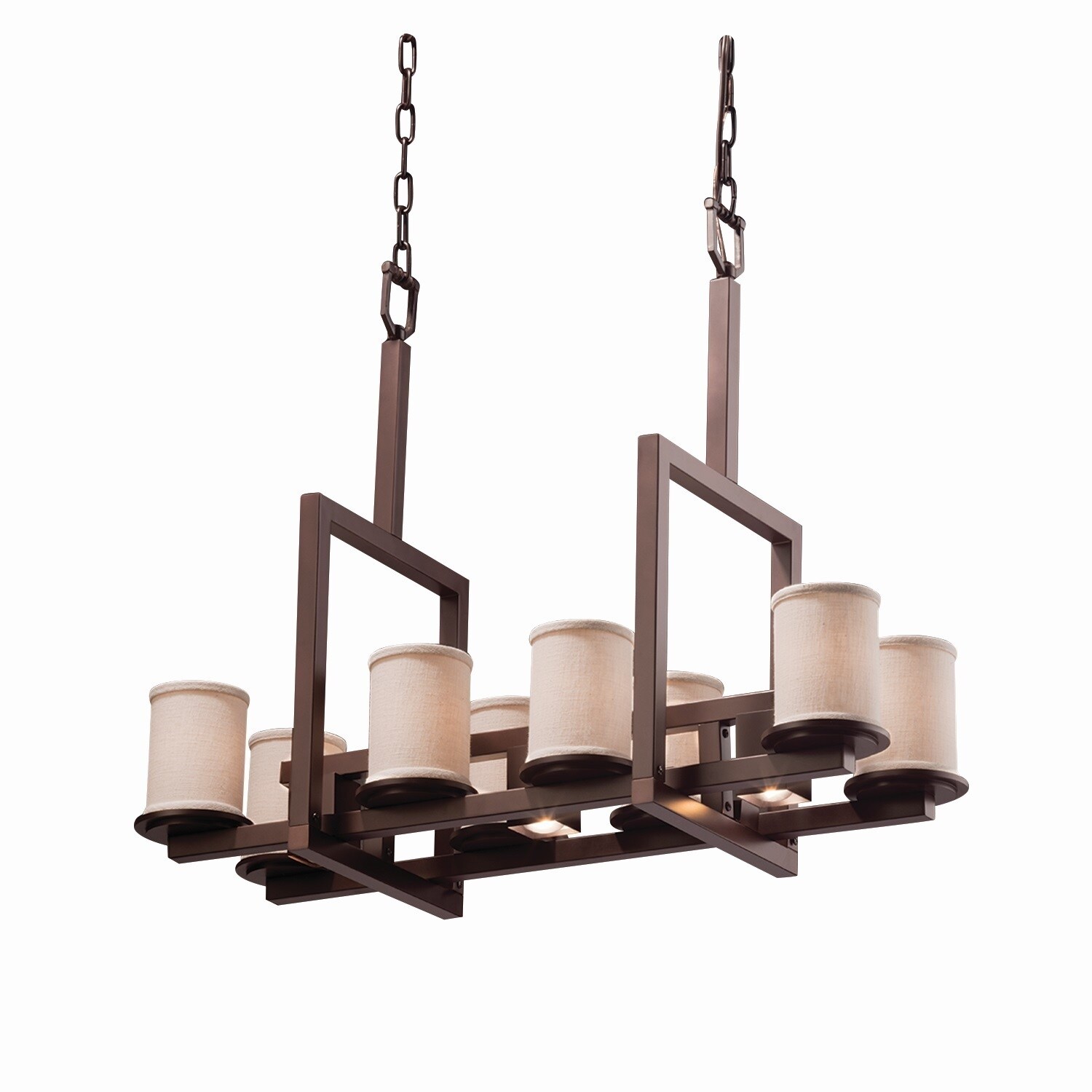Justice Design Group Textile Dakota 8-up and 3-downlight Dark Bronze Chandelier, Cream Cylinder - Flat Rim Shade (Dark Bronze, Off-White) - Chandeliers For Bedrooms by Overstock.com