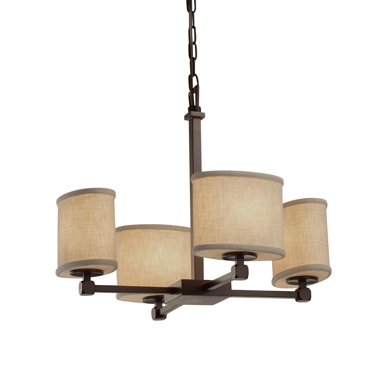 Justice Design Group Textile Tetra 4-light Dark Bronze Chandelier, Cream Oval Shade (Dark Bronze, Off-White) - Chandeliers For Bedrooms by Overstock.com