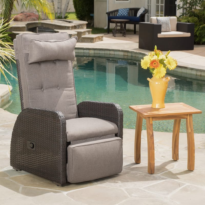 Ostia Wicker Recliner with cushion by Christopher Knight Home