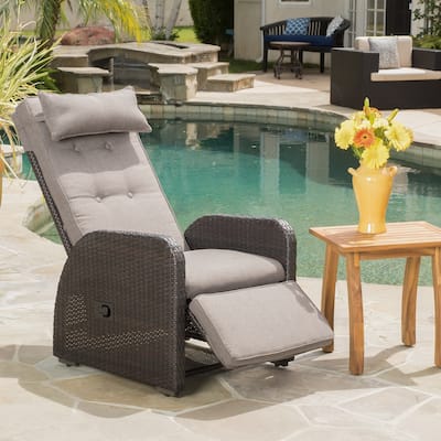 Ostia Wicker Recliner with cushion by Christopher Knight Home