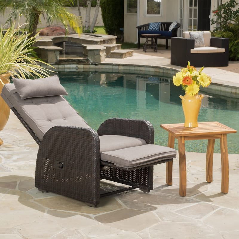 Ostia Wicker Recliner with cushion by Christopher Knight Home