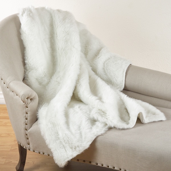 Juneau Collection White Faux Fur Throw Blanket - Free ...