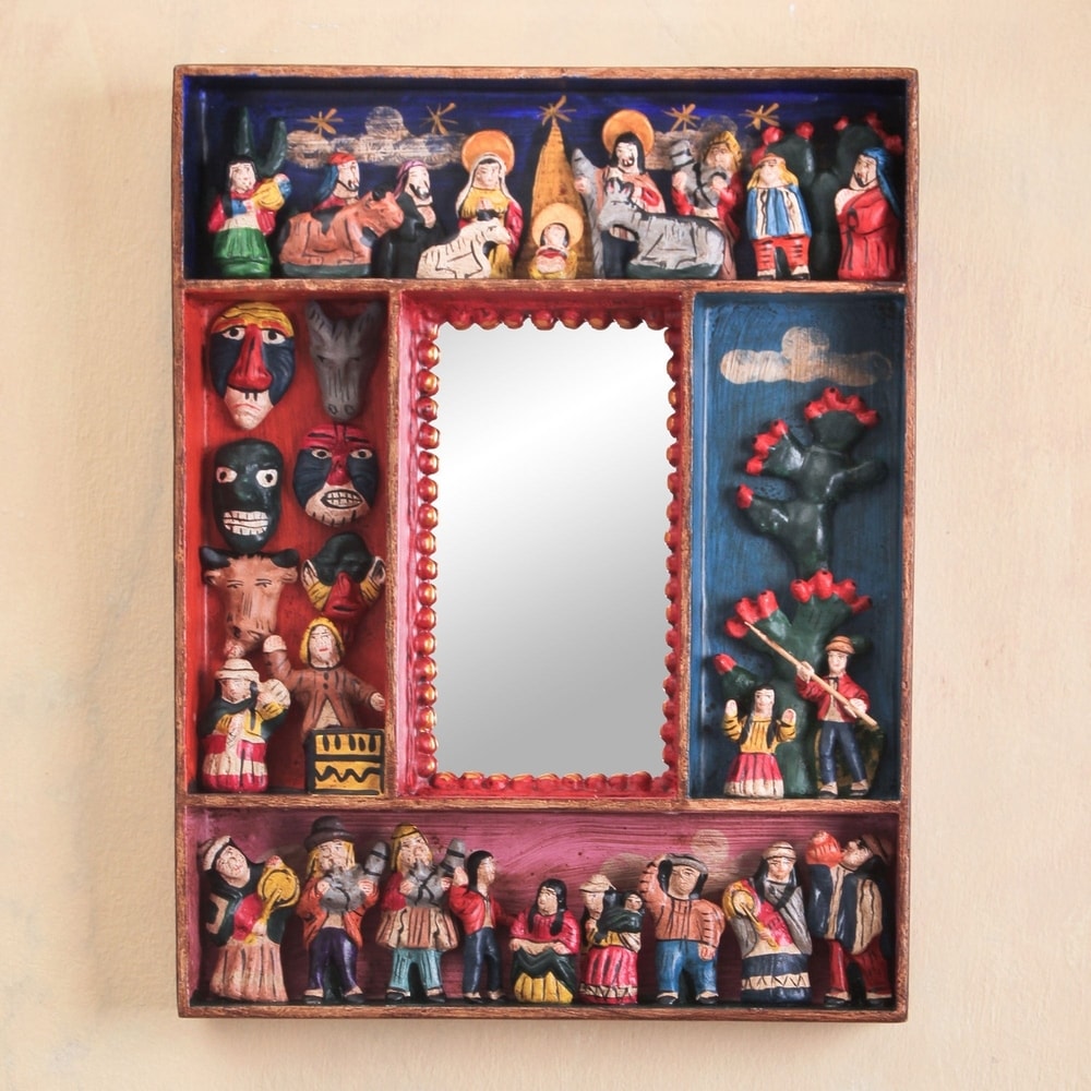 Handmade Ceramic Little Carnaval Mirror (Peru) - 11.75