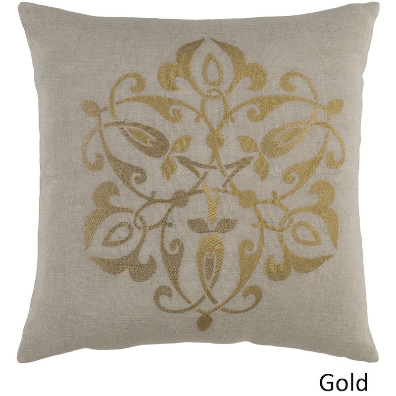 Decorative La Rochelle 20-inch Feather Down/Polyester Filled Throw Pillow - Polyester - Gold/Grey