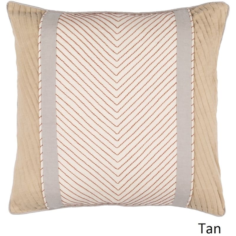 Decorative Haru 22-inch Feather Down/Polyester Filled Throw Pillow - Down - Tan/Grey/Off-White