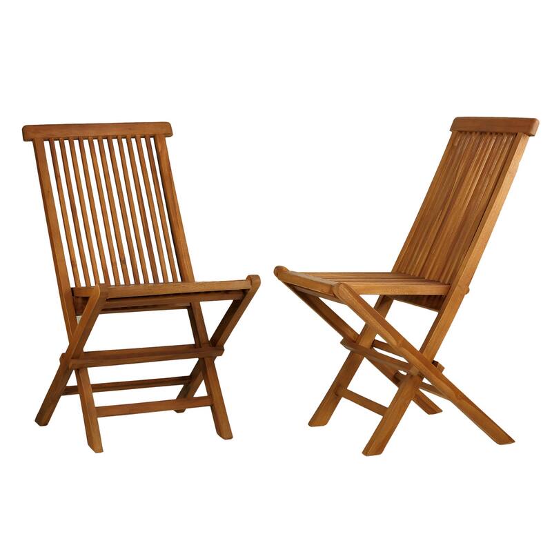 Bare Decor Vega Golden Teak Wood Outdoor Folding Chair (Set of 2)