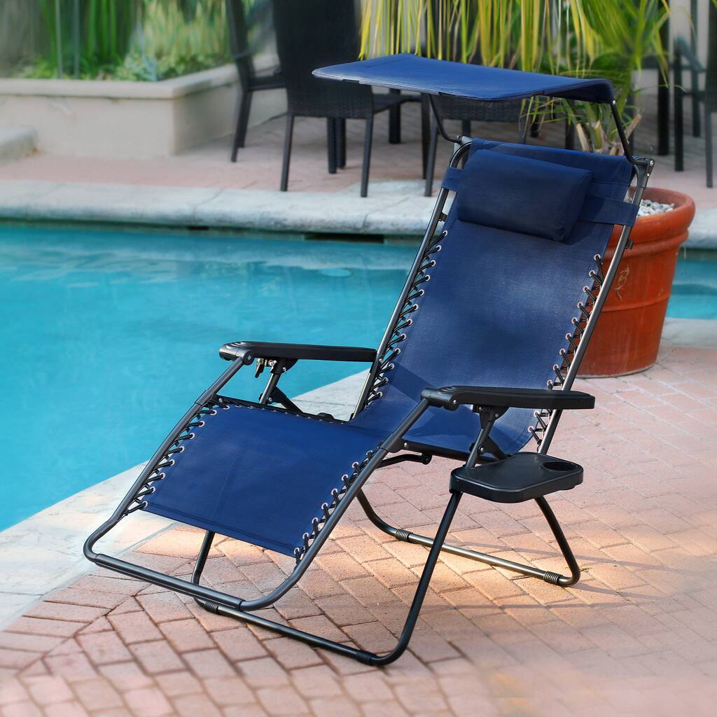 Oversized Zero Gravity Olefin Sunshade Chair with Drink Tray