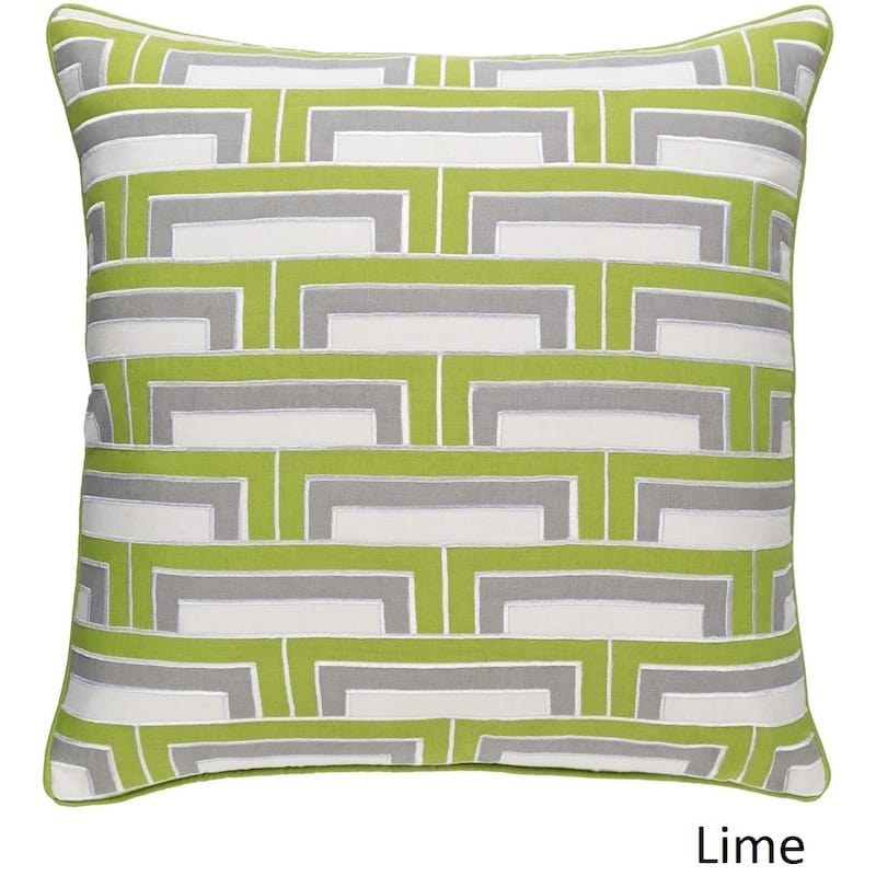 Lambersart 18-inch Feather Down/Polyester Filled Throw Pillow - Down - Green/Grey/Off-White