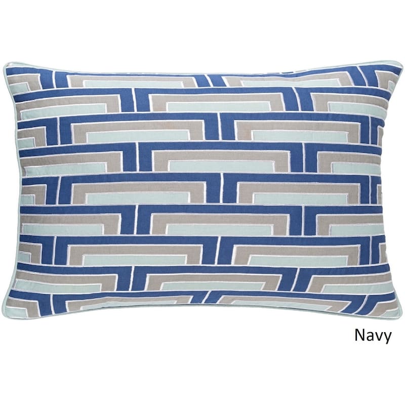 Lambersart Feather Down/Polyester Filled Throw Pillow (13 x 20) - Grey/Blue/Off-White - Down