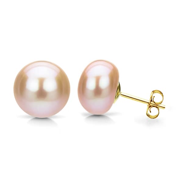 Beautiful Yellow gold 14K 14k 8-9mm Pink Near Round Freshwater Cultured Pearl Necklace