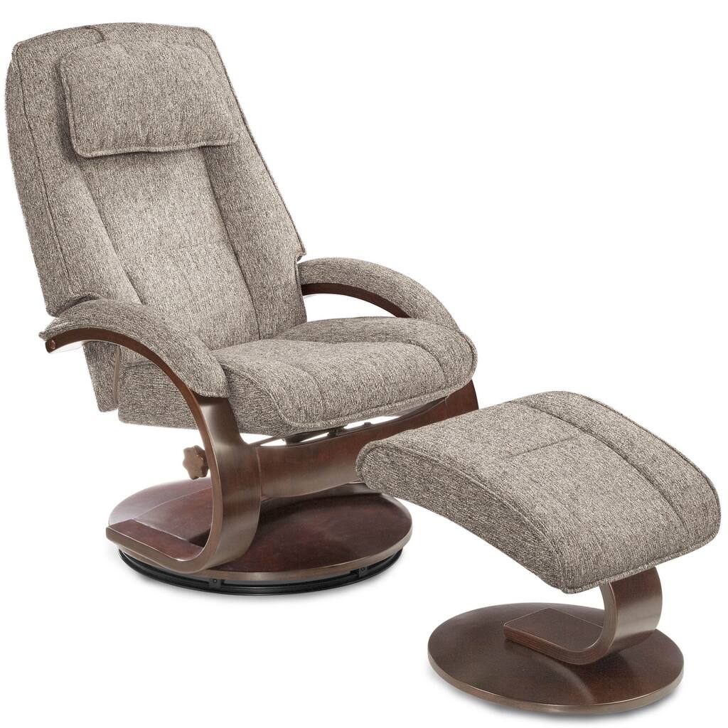Oslo Collection Teatro Graphite Fabric Swivel Recliner with Ottoman