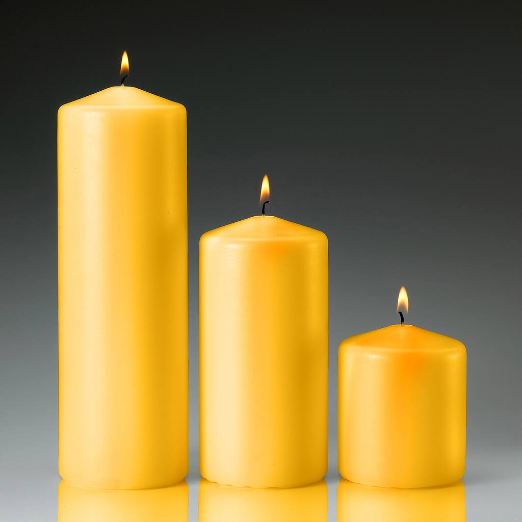 Yellow Citronella Scented Pillar Candles (set of 3)