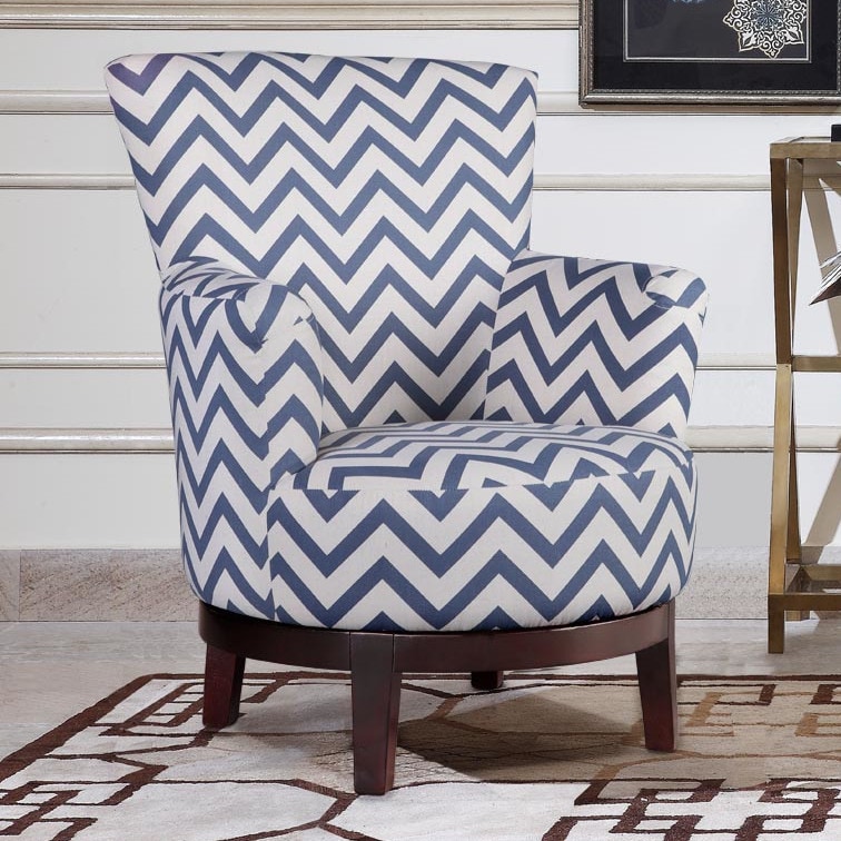 Swivel Accent Chair With Blue And White Chevron Pattern Overstock 11685146