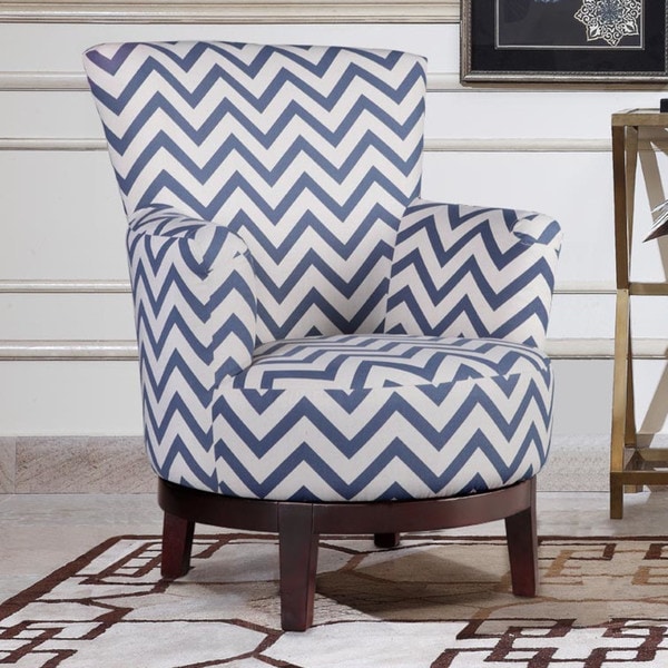 Shop Swivel Accent Chair with Blue and White Chevron