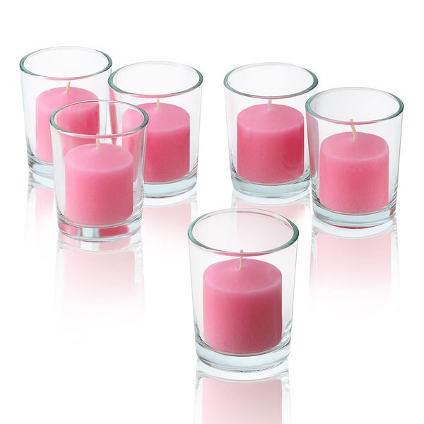 Shop Clear Glass Round Votive Candle Holders With Soft Pink Votive Candles Set Of 72 Free