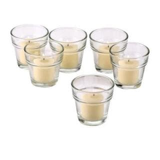 Clear Glass Flower Pot Votive Candle Holders with Ivory Votive Candles with 10-hour Burn (Set Of 72)