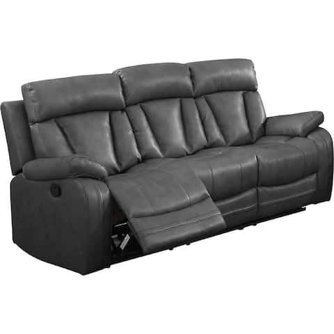Bonded Leather Sofa with 2 Reclining Seats in Grey