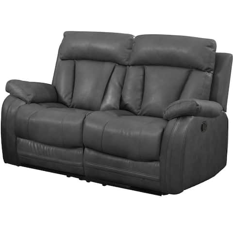 Bonded Leather Loveseat with 2 Reclining Seats in Gray