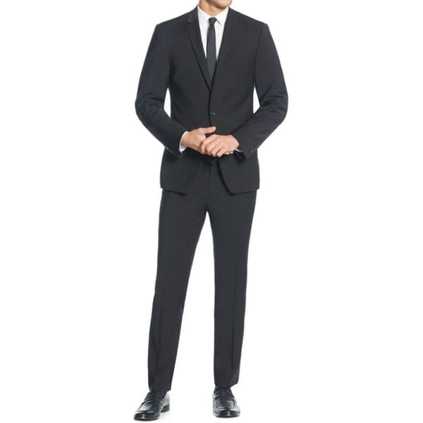 DKNY Men's Two-Piece Black Wool Slim-Fit Suit - Free Shipping Today ...
