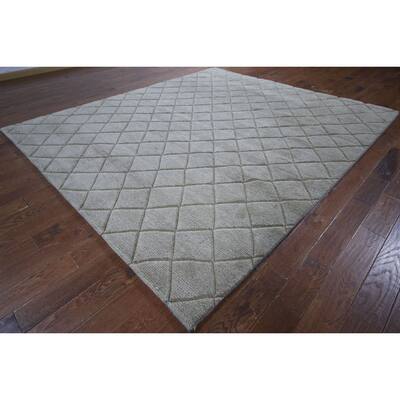 Hand-knotted Moroccan Beige Wool Rug (8'6 x 9'10)