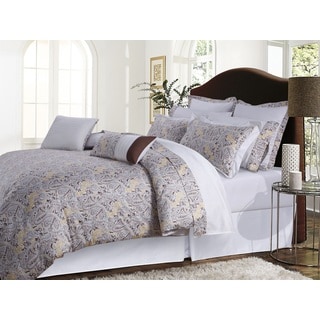 Fiji Chocolate/ Grey Paisley Cotton Sateen 12-piece Bed in a Bag with Deep Pocket Sheet Set