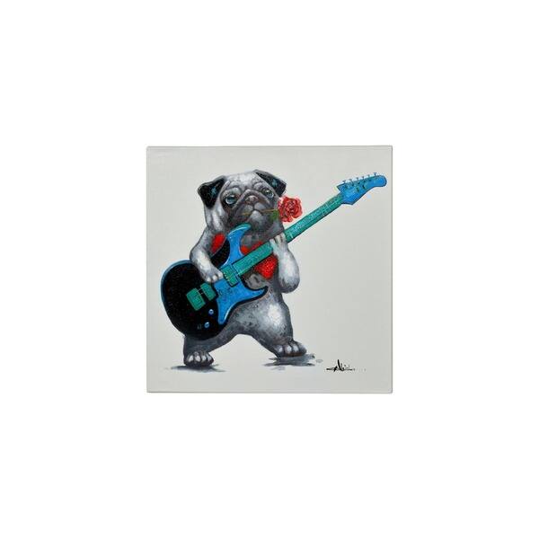 Shop Romantic Dog Playing A Guitar Colorful Artwork Canvas