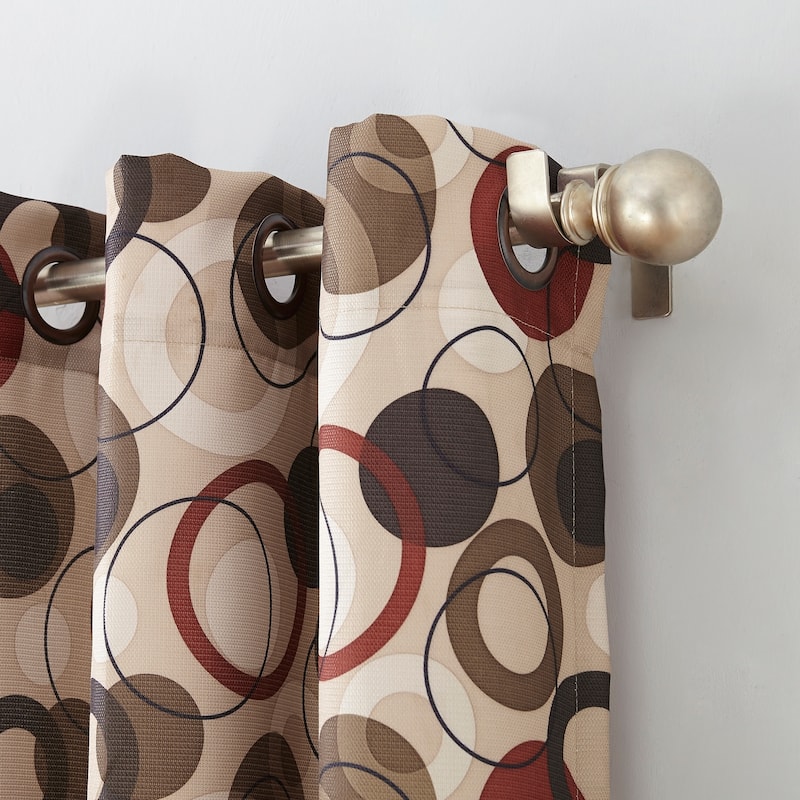 No. 918 Jetta Grommet Woven Print Window Curtain Panel (Single Panel), Single Panel