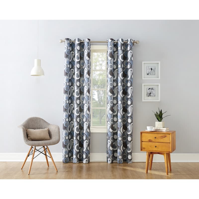 No. 918 Jetta Grommet Woven Print Window Curtain Panel (Single Panel), Single Panel