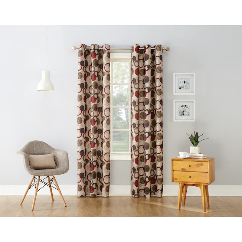 No. 918 Jetta Grommet Woven Print Window Curtain Panel (Single Panel), Single Panel