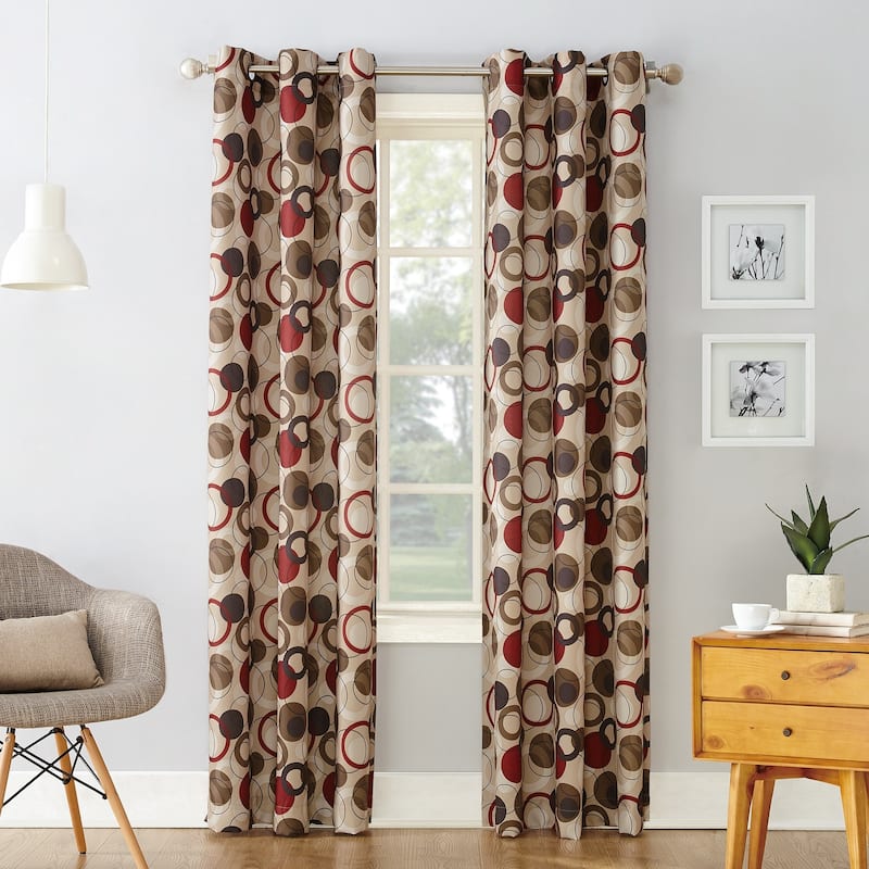 No. 918 Jetta Grommet Woven Print Window Curtain Panel (Single Panel), Single Panel - 48 x 63 - Paprika